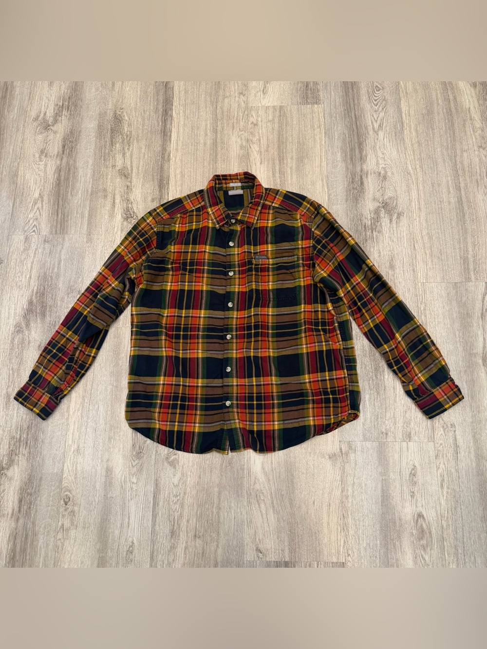 Columbia‎ Regular Fit Plaid Flannel Button-Up Shirt Men’s Large 100% Cotton